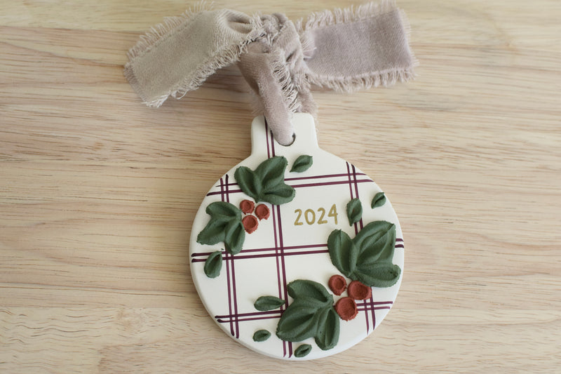 2024 Plaid Holly Ornament