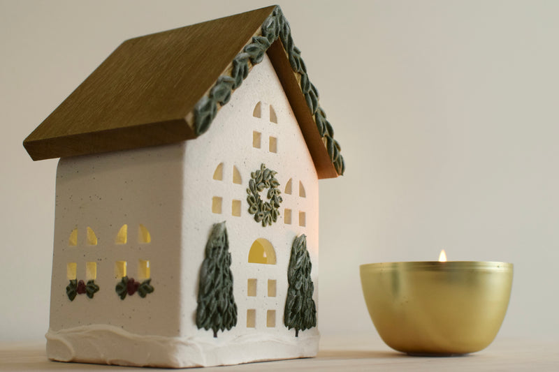 Ceramic Holiday Light Up House