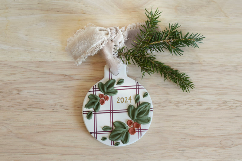 2024 Plaid Holly Ornament