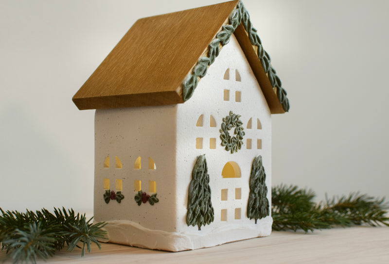 Ceramic Holiday Light Up House